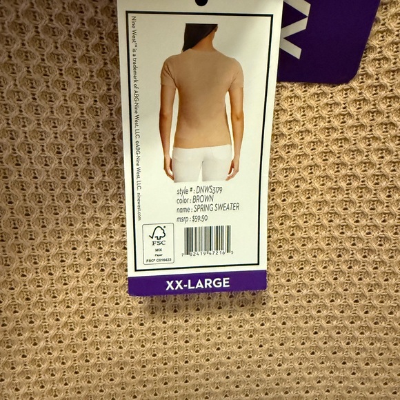 Nine West Women's Tan Crewneck Top - Picture 4 of 5